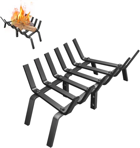 Rejilla para chimenea, soporte sólido para leña de hierro fundido de 21 pulgadas, rejilla de fuego para accesorios interiores de chimenea