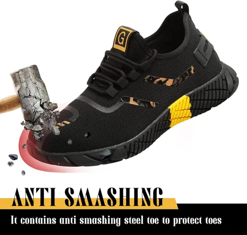 Miniatura 3 de GODUNSHER Steeel Toe Zapatos de trabajo para hombres y mujeres, ligeros, cómodos, zapatos de seguridad
