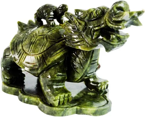 Miniatura 4 de LILOVE Feng Shui chino gran tortuga de dragón de jade verde para la riqueza estatua escultura figuritas