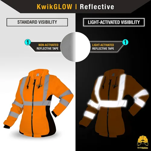 Miniatura 5 de KwikSafety - Charlotte, NC - Sudadera con capucha de seguridad de forro polar para mujer Chaqueta de seguridad Hi Vis para mujer Chaqueta ligera