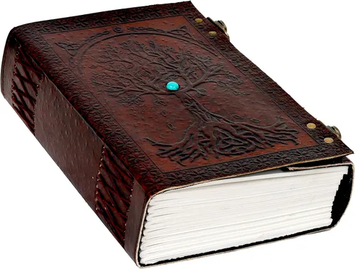 Miniatura 9 de Diario de cuero C Leather con relieve de sol y luna y hermosa piedra azul, cuaderno, planificador, organizador, libro de bocetos, libro en blanco
