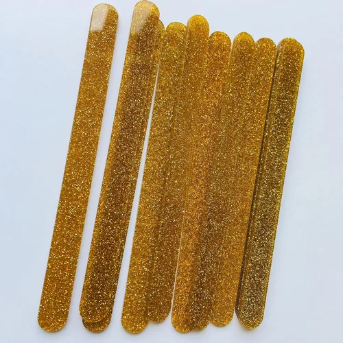 Miniatura 5 de 30 palitos de acrílico reutilizables para tartas, palitos de paleta de espejo para recuerdos de fiesta (purpurina dorada)