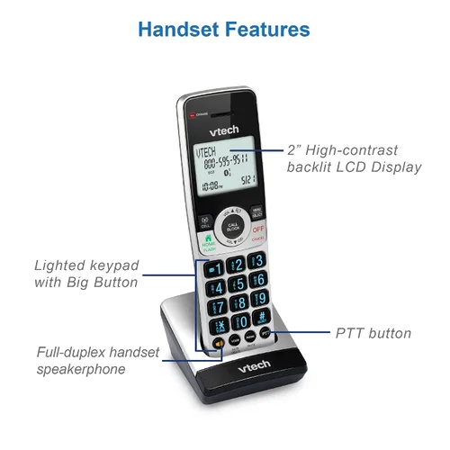 Miniatura 13 de VTech IS8251-3 - Teléfono inalámbrico de 3 manos de grado empresarial para oficina en casa, pantalla a color de 5", teclas de acceso directo