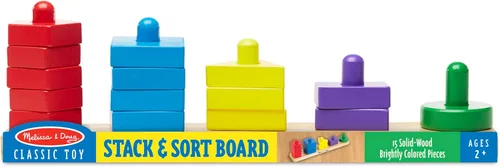 Miniatura 6 de Tablero Melissa & Doug Apila y Ordena, juguete educativo de madera con 15 piezas de madera maciza