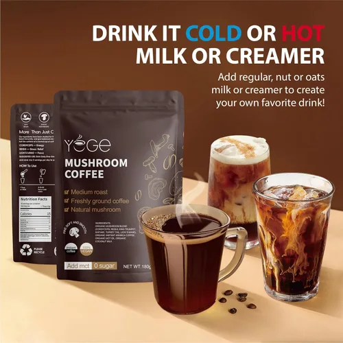 Miniatura 7 de Café de hongos, café instantáneo de hongos con cordyceps, reishi, trompeta rey, shiitake, cola de pavo, melena de león para energía, concentración