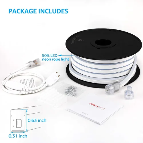 Miniatura 7 de Torchstar - Luz LED de neón para exteriores 50 pies, IP67, impermeable, CA 120 V (150 pies máximo), certificación ETL y UL, decoración de edificio