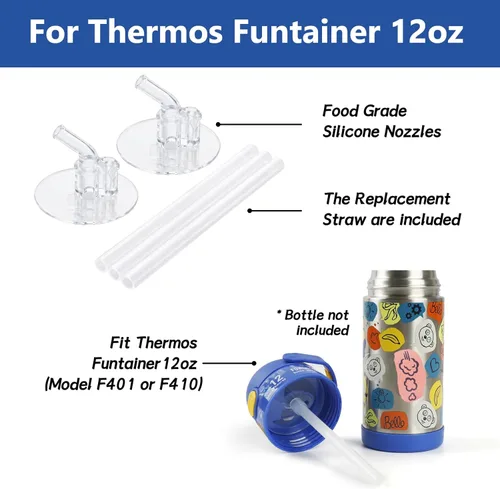 Miniatura 3 de Greant Cañitas de repuesto para botella Thermos de 12 oz (Modelo F401 y F410), 2 piezas de repuesto para Thermos F401, compatibles con Funtainer