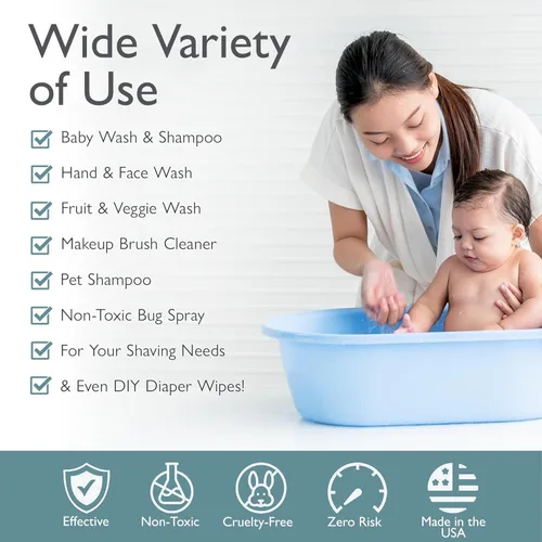 Miniatura 6 de SoCal Suds & Company Champú y gel de baño orgánico 2 en 1 para bebés y gel de baño, jabón de Castilla, jabón corporal suave y champú para pieles