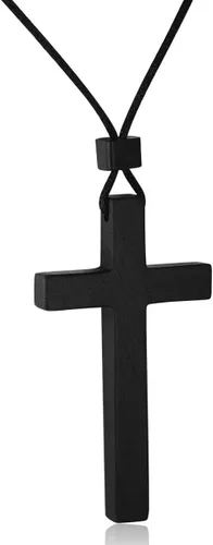 Collares con colgante de cruz de madera natural para mujeres y hombres, sándalo hecho a mano, regalo de madera colgante de espejo retrovisor del