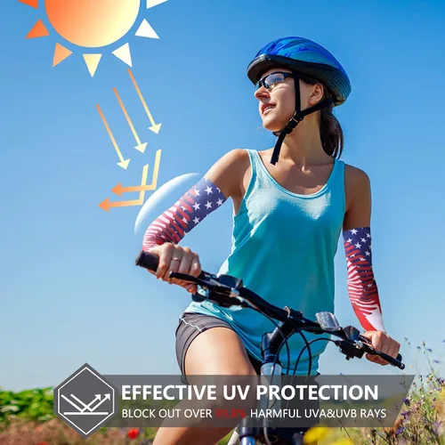 Miniatura 5 de JUNAN Mangas deportivas de compresión para brazos, 1 par de mangas de protección UV que absorben