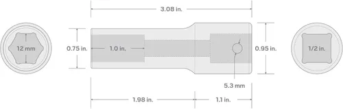 Miniatura 6 de TEKTON SID23112 Dado de impacto profundo de 6 puntos de 15/32 pulgada (12 mm) impulsor de 1/2 pulgada