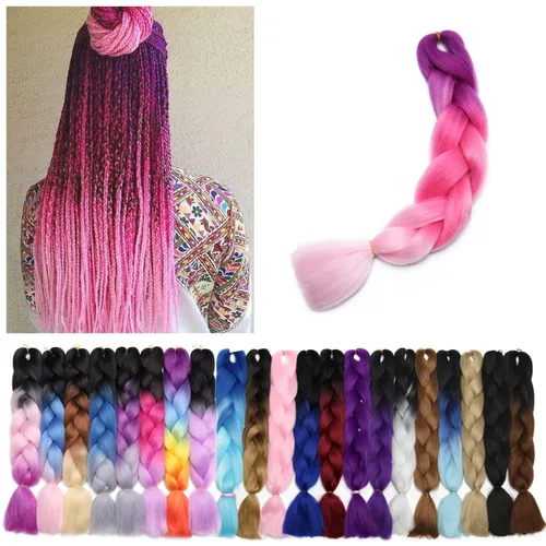 Benehair Extensiones de cabello trenzado ombré de 24 pulgadas, 1 paquete de extensiones de cabello trenzado jumbo de alta temperatura, cabello