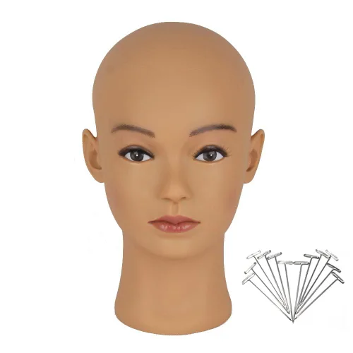 Miniatura 8 de HAIRWAY Cabeza de maniquí calva para mujer, cabeza de maniquí calva para hacer pelucas y exhibir cabeza de muñeca con pasadores en T gratis
