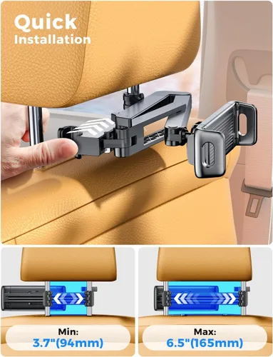 Miniatura 7 de eSamcore Soporte para iPad para asiento trasero de automóvil, soporte triangular retráctil para tableta, soporte para tableta, soporte para tableta