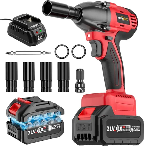 Miniatura 8 de Llave de impacto inalámbrica con batería de 4.0Ah, pistola de impacto sin escobillas de 1/2, 320 pies-libras (430 N·m) Controlador de impacto de 1