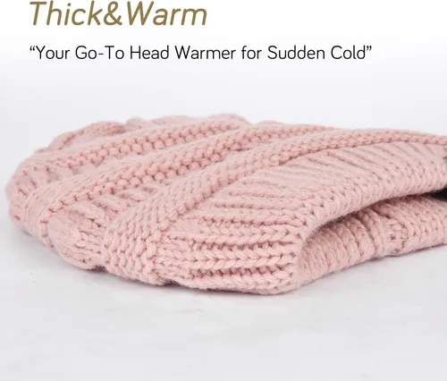 Miniatura 14 de FURTALK Gorro de invierno para mujer, con forro de satén, tejido trenzado, grueso, holgado, gorro cálido