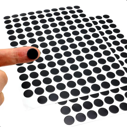 Miniatura 4 de Adhesivos autoadhesivos para agujeros de tornillo, 2 mesas 140 en 1, tapas autoadhesivas para tornillos a prueba de polvo, 0.472 in, color negro