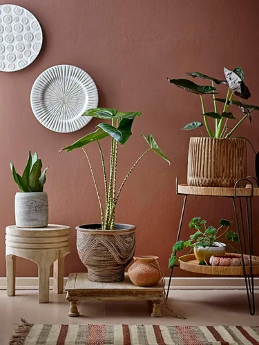 Miniatura 11 de Creative Co-Op Taburete de madera de Paulownia tallada a mano, estilo bohemio, natural