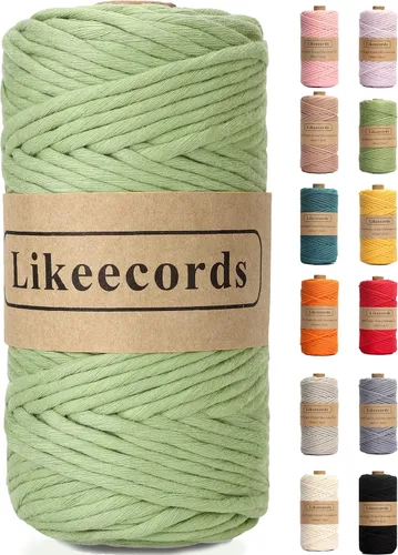 Likeecords - Cuerda de macramé de 4 mm de un solo hilo, 80 m de cuerda de macramé colorida, cuerda de algodón para macramé, cuerda de algodón