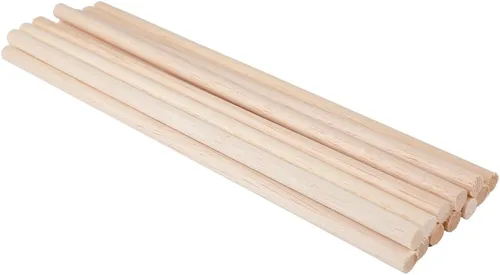 Paquete de 12 varillas redondas de madera de 3/8 x 3/8 x 12 pulgadas, madera natural sin acabar, color madera natural sin terminar para hacer