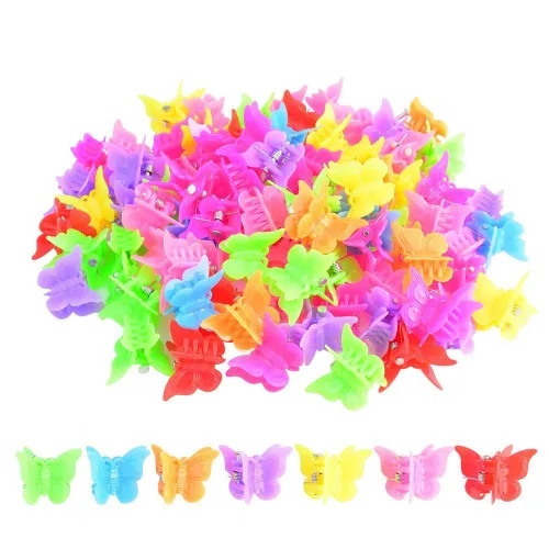 Horquillas Bantoye de mariposa para el cabello, en varios colores, color al azar, 100 unidades, para mujer y niña