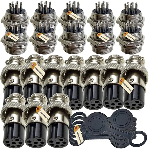 Miniatura 8 de Lsgoodcare Kit de surtido de 48 piezas, conector de cable de aviación macho hembra de 6 pines, 7 pines, 8 pines, 9 pines, 10 pines, rosca de 16 mm