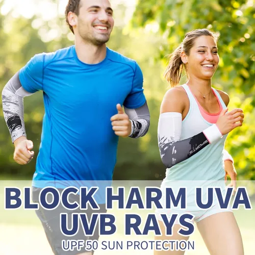 Miniatura 2 de Newcotte 4 pares de mangas de protección solar UV para brazos, manga deportiva de enfriamiento antideslizante, calentadores de seda de hielo