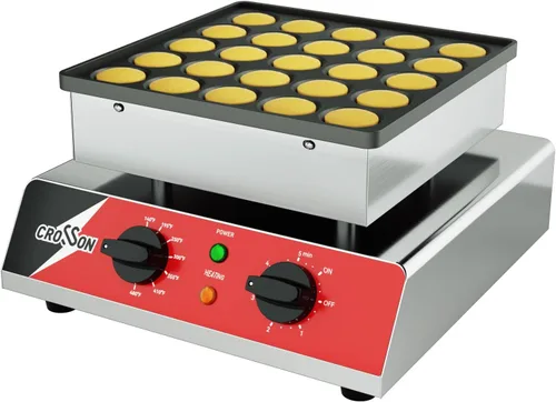 CROSSON Mini máquina para hacer panqueques, 25 unidades de 1.693 in de diámetro holandés para panqueques, parrilla antiadherente de acero