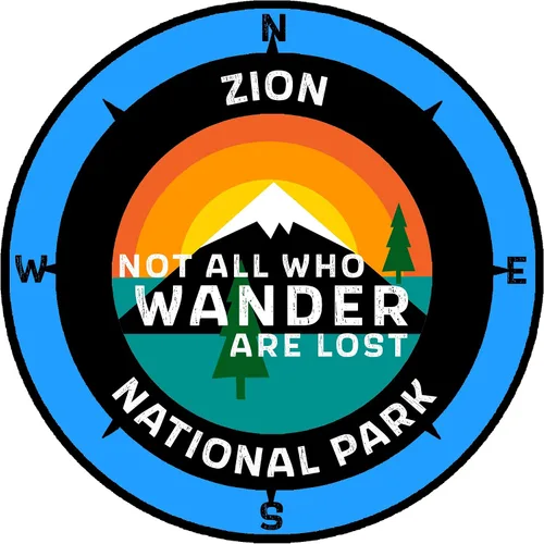Zion National Park, Utah - Not All Who Wander - Calcomanía para ventana de coche y camión de 3.5 pulgadas Azul neón