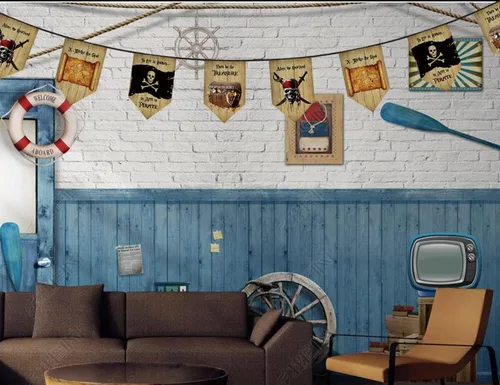 Miniatura 3 de Jolly Roger - Cartel de pirata, banderines de tela, decoraciones para interiores y exteriores, cartel de fiesta temática pirata