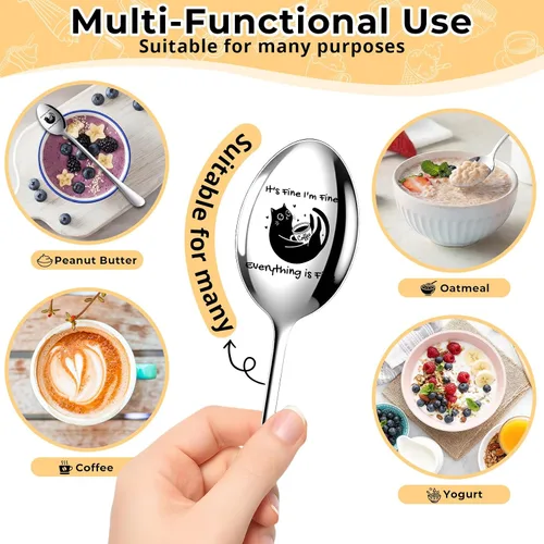 Miniatura 3 de Cuchara de café para gatos, divertida cuchara de acero inoxidable 304, cucharas de postre para gatos amantes de los gatos, mujeres, novia, regalo