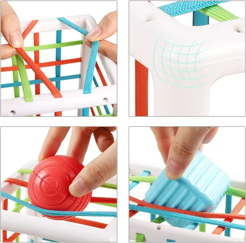 Miniatura 4 de Aprilwolf Juguetes Montessori para Niños de 1 Año, Cubo y 6 Bloques Sensoriales de Forma, Juguetes para Bebés de 12 a 18 Meses, Regalos