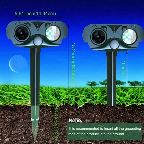 Miniatura 6 de Repelente ultrasónico para gatos para exteriores, repelente de mapache para gatos, disuasorio ultrasónico, protección de 360° para tu hogar, jardín