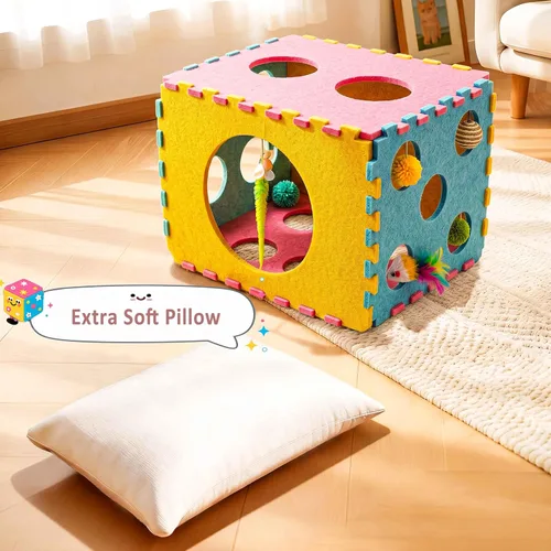 Miniatura 6 de 41 Piezas Juguetes Interactivos para Gatos de Interior, Juguetes para Gatitos con Bonita Cama Casa para Gatos, Juguetes de Hierba Gatera, Cuerda