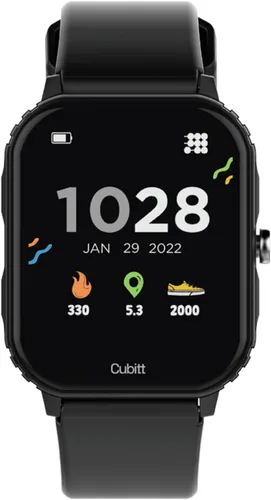 Cubitt Teens - Reloj inteligente con rastreador fitness para adolescentes, con monitor de ritmo cardíaco, presión arterial, oxígeno en sangre, Negro
