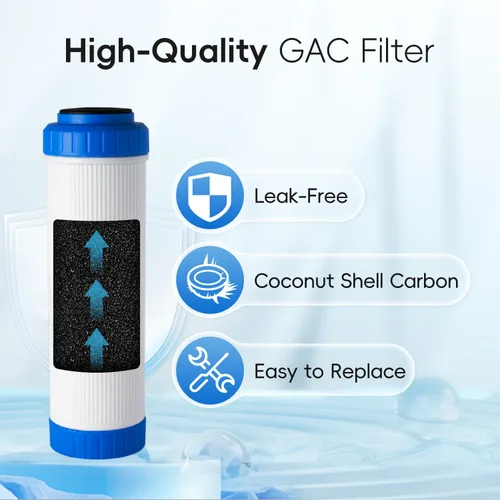 Miniatura 4 de iSpring FG15 - Filtro de agua de repuesto de 10 x 2.5 pulgadas para sistema de filtro de agua de ósmosis inversa, filtro de carbón activado granular