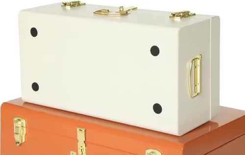 Miniatura 3 de Vixdonos Juego de 2 baúles decorativos de metal grande, organizador de dormitorio universitario con cerrojos y asa para decoración del hogar, 23.7 x