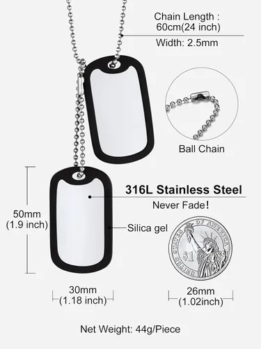 Miniatura 5 de Richsteel - Placa de identificación estilo Hip Hop militar para collar, fibra de carbón, colgante de bibliabala, para mujeres y hombres joya
