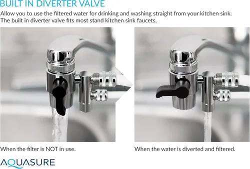Miniatura 5 de Aquasure Sistema de filtración de agua potable para encimera de la serie Dash con bloque de carbono de 0.5 micrones (blanco)