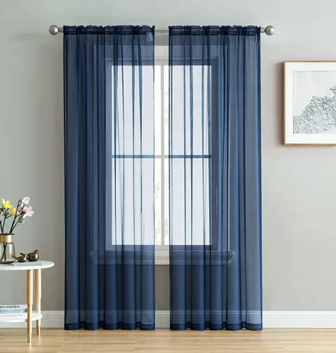 Miniatura 11 de Empire Home Charli - Juego de 2 paneles de cortina de gasa transparente sólida para ventana (120 pulgadas, superlargos, negro)