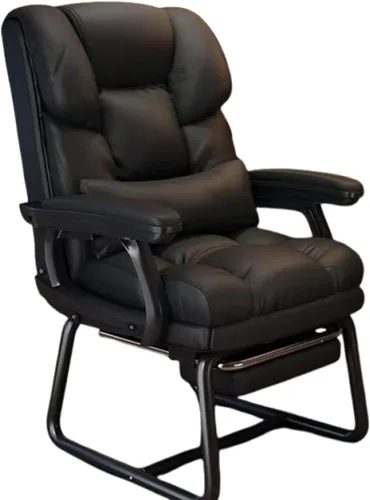 Miniatura 12 de Silla de oficina de piel sintética suave gruesa con almohada lumbar de espuma viscoelástica y reposapiés oculto. Puedes acostarte con un clic