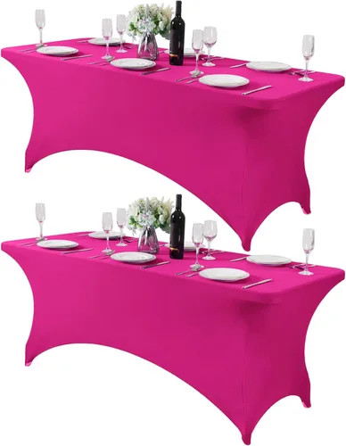 Miniatura 144 de Mantel de elastano para mesas de 4, 6 u 8 pies, mantel elástico universal ajustable para fiestas, banquetes, bodas y eventos - Verde manzana
