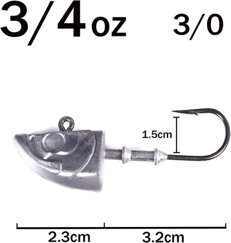 Miniatura 2 de Swimbait Jig Head Jig Head Flats Jig Head Bait Spin Head Jigs - Cabeza de pez realista, 5 unidades Paquete de 5 cabezales de plantilla de 3/4 oz