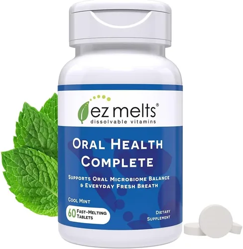 EZ Melts Oral Health Complete - Probiótico oral - Apoya la salud de las encías, el aliento fresco y ayuda a aliviar la boca seca ocasional, sin