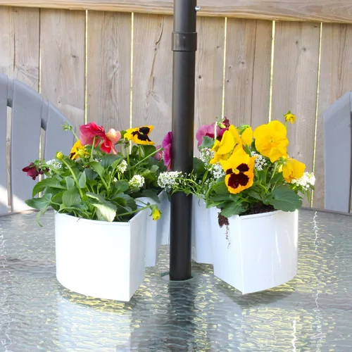 Miniatura 9 de AuldHome Design Maceta de sombrilla para mesa de patio con agujero para sombrilla (blanco)