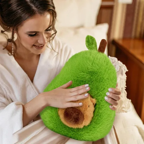 Miniatura 6 de CHDBLOCK - Peluche de capibara de aguacate de 13.77 pulgadas, animal de peluche suave, lindo almohadón de comida de aguacate para niños y adultos
