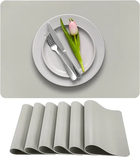 Miniatura 23 de More Décor - Juego de 6 manteles individuales de piel sintética para mesa de comedor, impermeables, lavables, resistentes a las manchas y al calor
