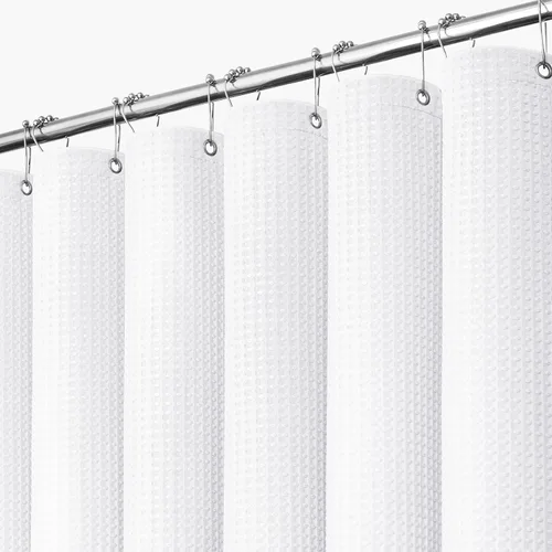Miniatura 38 de Dynamene cortina de ducha de tela rosa - Cortinas de ducha de nido de abeja texturizadas de alta resistencia para baño, 256GSM cortina de baño