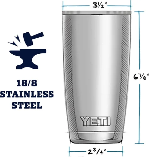 Miniatura 2 de YETI Rambler - Vaso de acero inoxidable con tapa MagSlider, 20 onzas, color gris oscuro