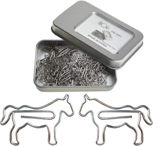 Lindos clips de papel con forma de caballo, marcador de página con forma de animal para suministros escolares de oficina, 30 unidades (paquete de 1